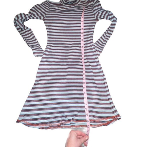 Urban Outfitters BDG Kaylyn Turtleneck Y2K Ribbed Gray Stripe Mini Dress Large - Picture 6 of 9